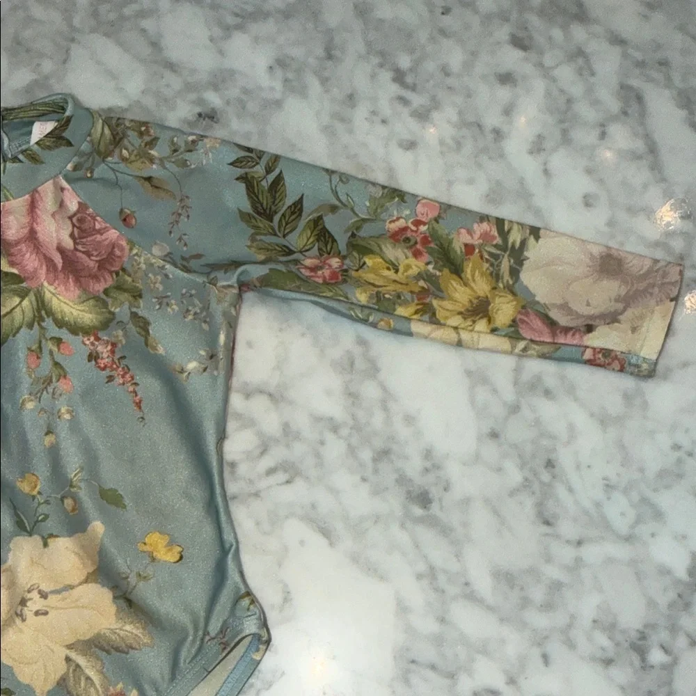 Zimmermann Floral Long Sleeve Rashguard Swim One Piece 2Y - Picture 4 of 11